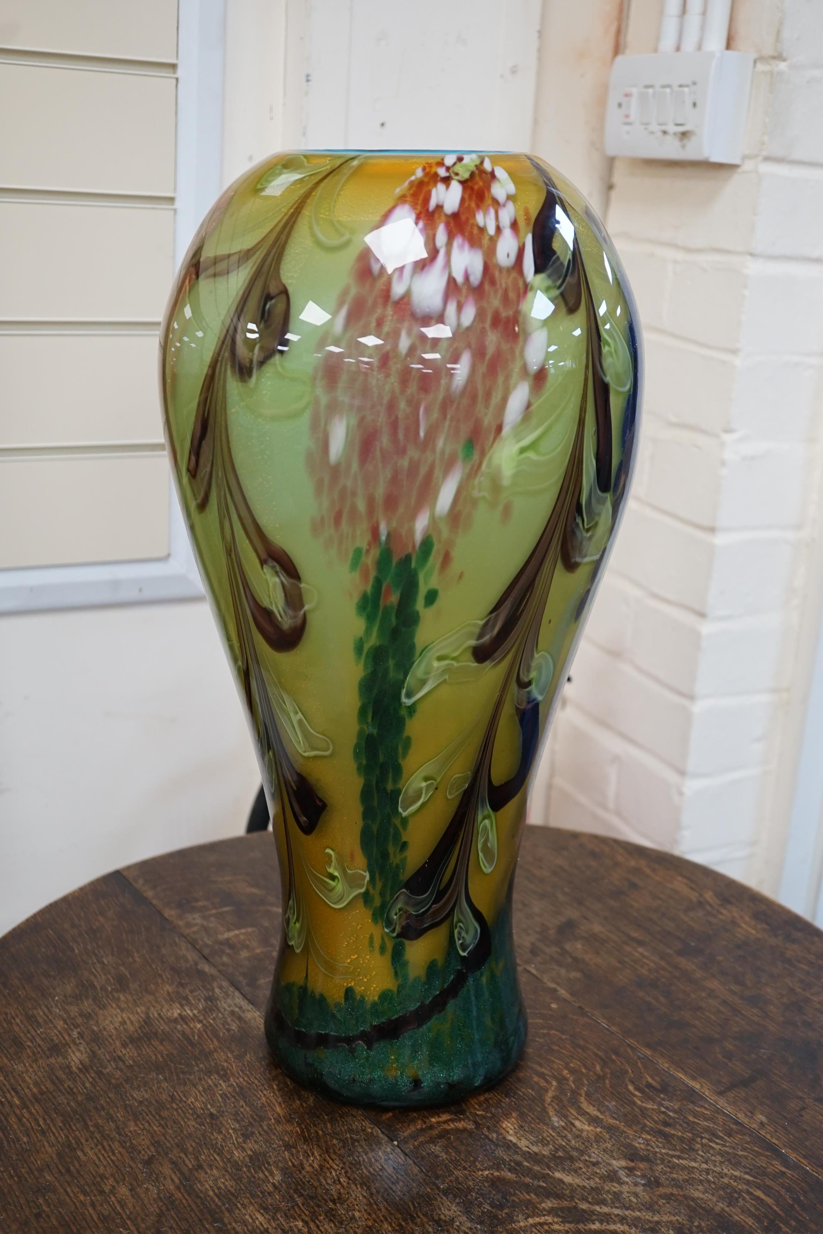 A large Studio art glass baluster vase, 52cm high. Condition - good